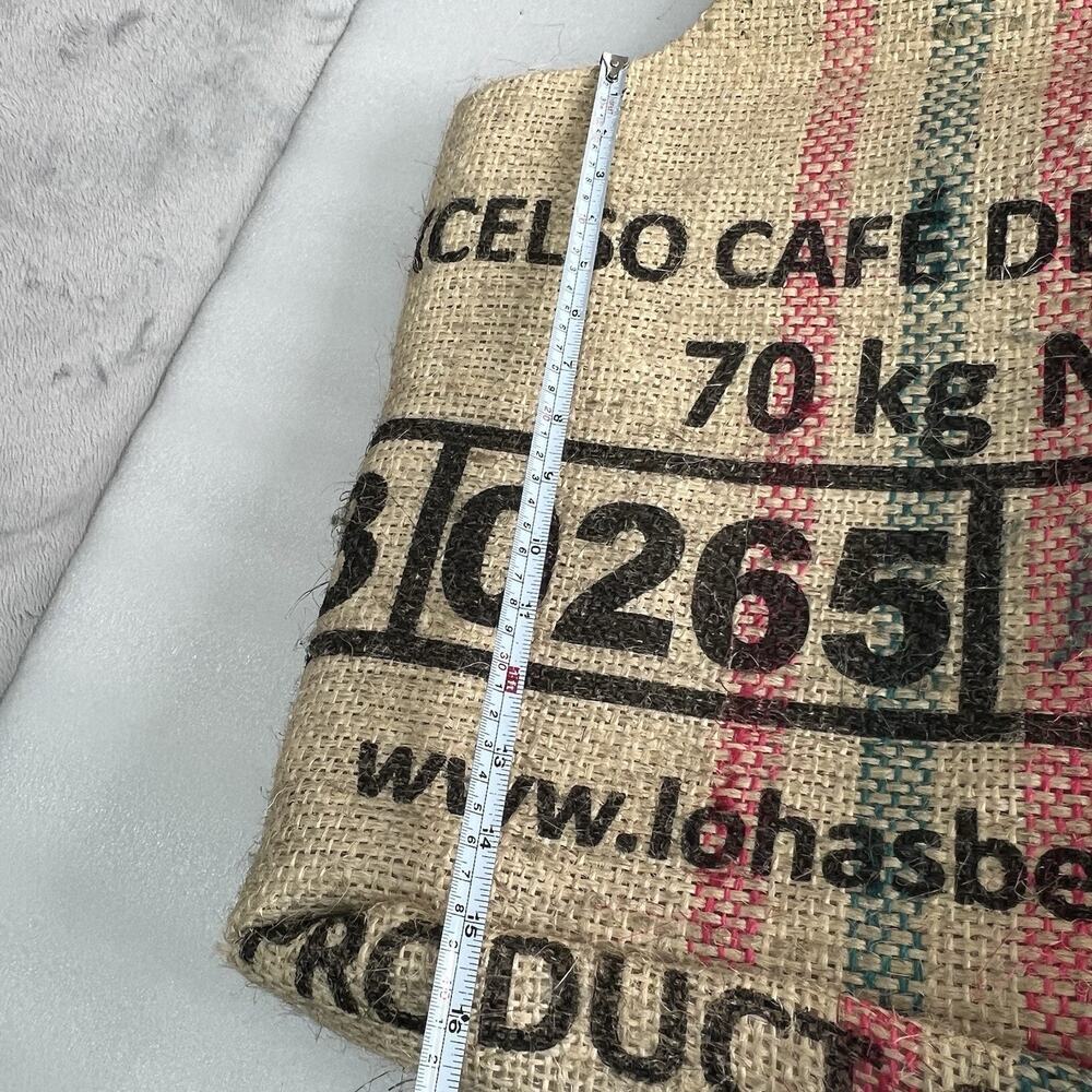 Upcycled Burlap Artisan Coffee Sack Tote Bag Jute Fabric lined Heavy‎ Coffee Art - Picture 10 of 13